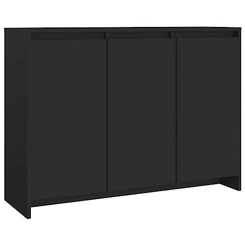 vidaXL Aparador Armario Auxiliar Lateral Alacena Sala de Estar Almacenaje Organizador Salón Dormitorio Mueble Madera Contrachapada Negro 102x33x75 cm