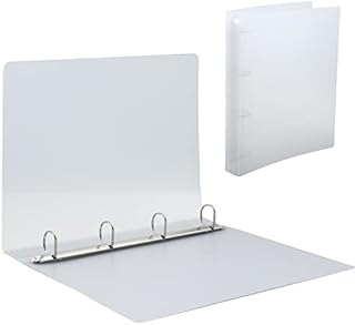 BEIJITA A4 4 Ring Binder, Large 4 Ring Plastic Binder Folder with 25 mm D Metal Ring for A4 Size, Holds up to 230 Sheets, 38 mm Spine, Blank Cover A4 Binder for Office & School (White)