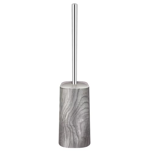 Image of Marble Colored Toilet Brush and Holder Set,Stainless Steel Long Handle and Marble Colored Base for Bathroom Deep Cleaning，Space Saving for Storage，Drip-Proof，Grey