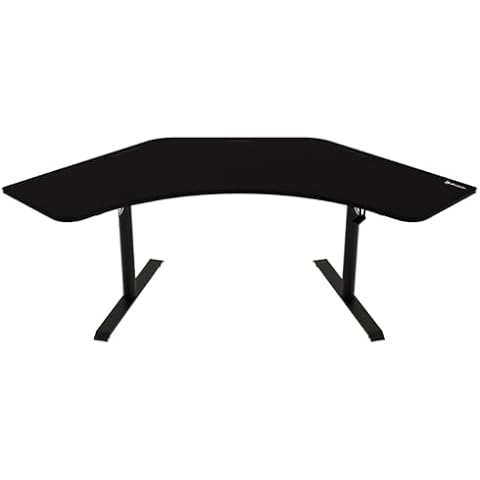 Arozzi Arena Angelo L Shaped Gaming Desk, PC Gaming Desk L Shape, Height Adjustable L Shaped Standing Desk for Home Office, Computer Desk with Full Coverage Mouse Pad (Pure Black) Cover