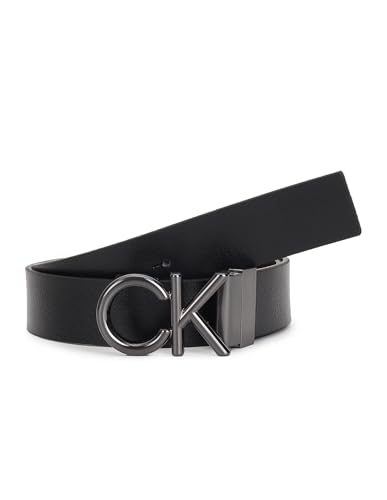 Calvin Klein Herren Gürtel Ck Metal Bombe PB 3.5 cm Ledergürtel, Schwarz (Ck Black /Dk Brown), 80 cm