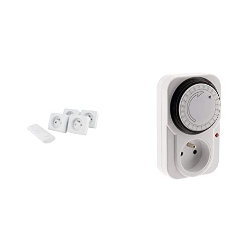 Set de 4 minis Prises on/Off et télécommande & Otio Programmateur journalier mécanique Inter. Voyant 3680 W
