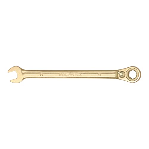 STARWORK 6-Point Metric 15° Offset GPlating™ Reversible Non-Slip Long Pattern Ratcheting Combination Wrench 11mm