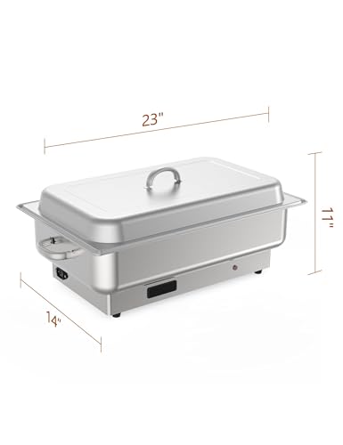 Image of 2 Pack Electric Chafing Dish Buffet Set, 2 x 4.5 QT Stainless Steel Food Warmers with Digital Temperature Display, Buffet Servers & Warming Trays for Parties, Weddings, Catering