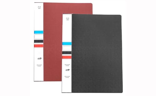 Image of TULMAN A4 Portfolio File with 20 Pockets & Clear Plastic Sleeves - Document Organizer for Music Sheets, Artwork, and Drawings (Color May Vary)