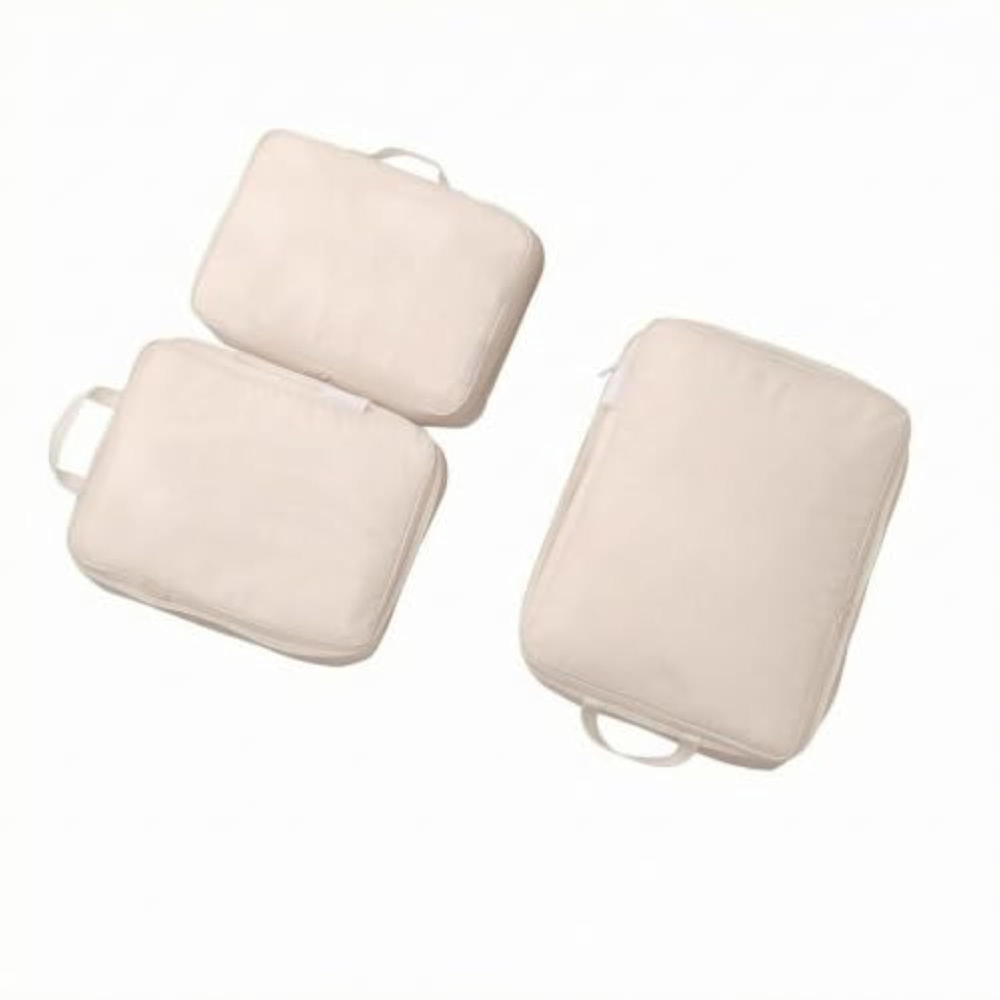 3pc Travel Organizer Bags Set with Carry Handle, Beige