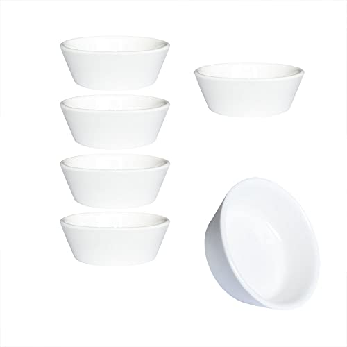 Pirhosigma Lotatheta 5 pcs Round 6.3 mm Porcelain Soy Sauce Dish Ceramic Dip Dipping Bowls White Palette for Dinner Baking BBQ and Cooking