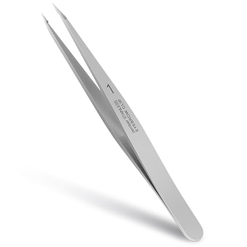 ZERNBER Pointed Tweezers for women Facial hair, Precision Tweezers for Eyebrows, Chin Hairï¼ŒIngrown Hair, Splinters, Glass Removalï¼ˆSilverï¼‰
