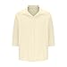 3/4 Length Sleeves Tops for Women Trendy Solid Color Button Lapel Loose Comfy Versatile Shirts All Seasons Blouse Beige Medium