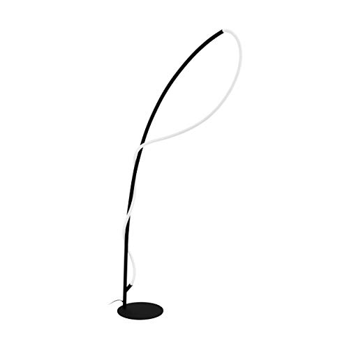 EGLO LED Stehlampe Egidonella, 1 flammige Stehleuchte, Standleuchte aus Stahl und Kunststoff, Wohnzimmerlampe in Schwarz, Weiß, Lampe mit Tritt-Schalter