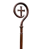 Handcrafted Wooden Bishop Crozier with Cross – 72” Rosewood Shepherd Staff for Liturgical Church Ceremonies, Religious Plays, and Clergy Gifts – Detachable & Polished Finish