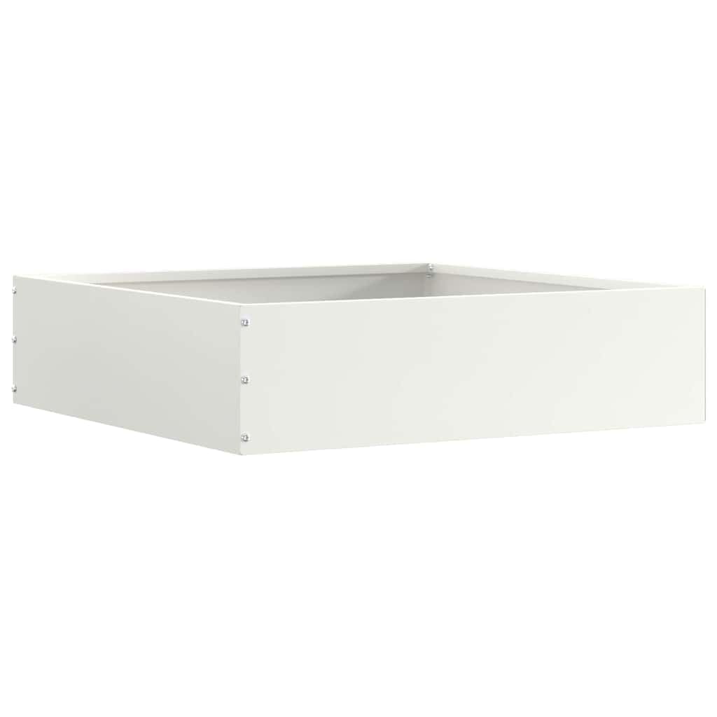 Bordure de pelouse en acier blanc - 50 x 50 x 13 cm - Bordure de jardin carrée en acier robuste - Bordure de pelouse moderne pour jardins et terrasses - Montage facile