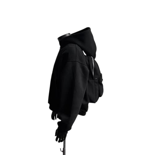 Creative Backpack Hoodie Zipper Sweatshirts for Women/Men Cotton Solid Color Hoodie with Pockets4