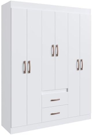 Guarda-roupas 6 Portas 2 Gavetas Multimóveis Cr35111 Branco