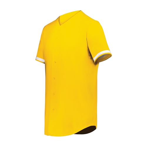 Augusta Sportswear Cutter+ Full Button Baseball Jersey Gold/White S