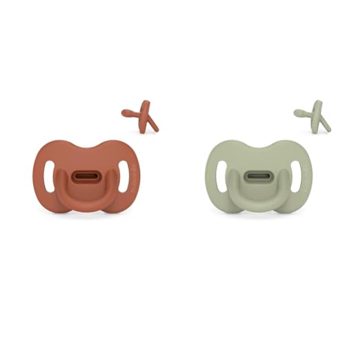 Suavinex, Sucette Tout Silicone pour Nouveau-nés Bébé 0/6 Mois & Sucette Tout Silicone, pour Nouveau-nés, Bébé 0/6 Mois, avec Tétine Symétrique SX Pro, Réversible, Douce et Souple