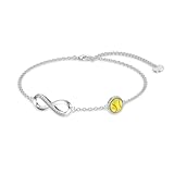 LWXIE Pulseras de diamantes de sóftbol infinito para mujer, pulsera de eslabones de plata de ley 925, accesorios deportivos, regalos de joyería de cumpleaños, Navidad, regalos para mamá, esposa, novia