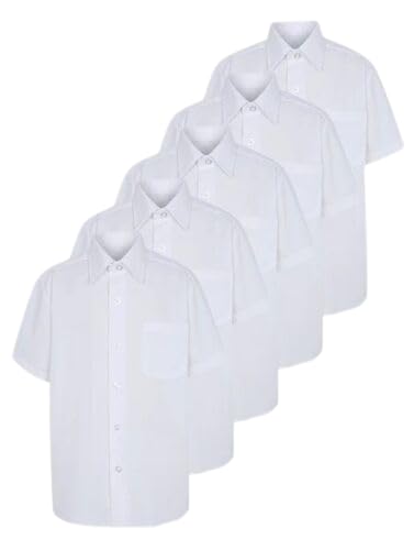 UniMarkPack of 5 Short Sleeve Shirt School Uniform Boys | School Shirts Boys White & Light Blue | Men Workwear Comfortable Shirts