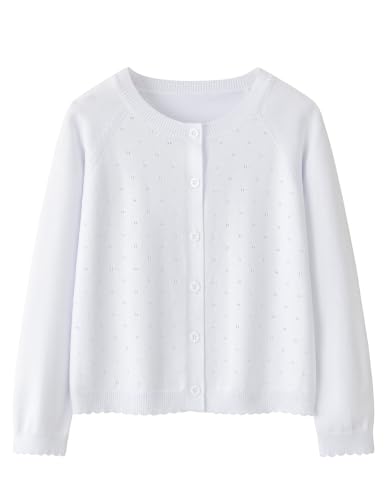 Yekaty White Cardigan for Girls – Knit Button‑Up Sweater, Ideal Fall Top