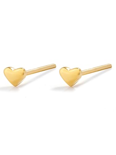 Image of Solid 925 Sterling Silver Stud Earrings for Women & Men, Hypoallergenic 18K Gold Plated & Silver Small Studs, Minimalist Elegant Earrings for Birthday, Party, Daily Gift