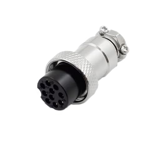 wangluan 5pcs Aviation Socket Plug GX16 2/3/4/5/6/7/8/9/10 Pin Nut type Male & Female 16mm Circular Panel Connector(10Pin Female