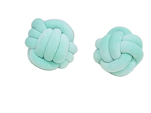 Coussin boule de nœud fait main en peluche verte | Set de 3