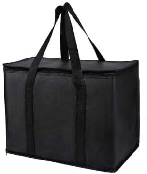 musbus Large collapsible cooler bag with cooling function, Black, X-Large（16W x 12.5H x 9D）, Insulated Grocery Bag
