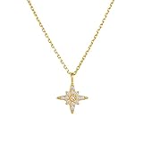 AMDXD Gold 750 18K Damen Halsketten Modern, Stern Anhänger Damenkette mit Labor Erstellt Diamant...