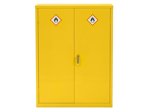 The Workplace Depot Hazardous Cabinet, Dangerous Substance COSHH Storage Unit (Yellow, 1220(H) x 918(W) x 470(D) mm)