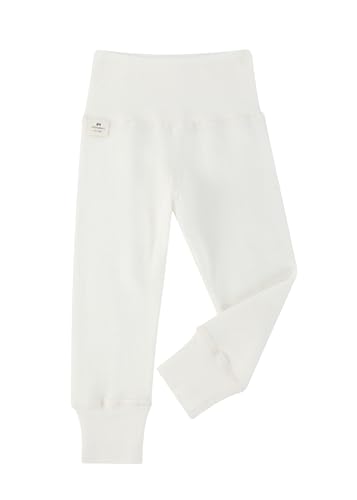 minimeri Toddler Merino Wool Silk Leggings for Boys Girls, Lightweight Base Layer Pants, Soft Breathable Thermal Bottoms White 6-12M