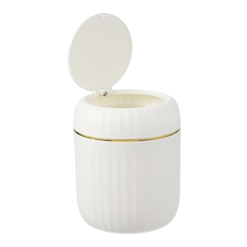 Mini caneca de basura con tapa para escritorio 2.2L blanca