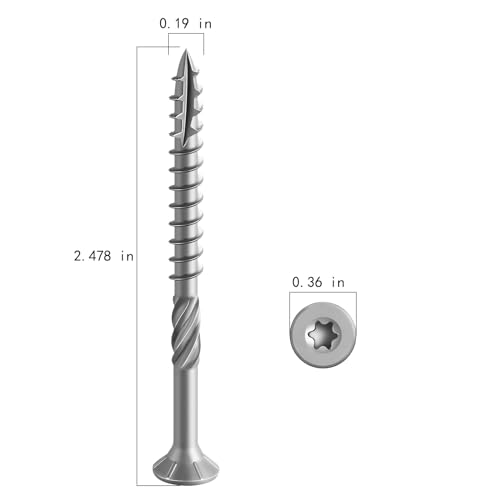Image of Wensilon #10 * 2-1 /2 inch 304 Stainless Steel Deck Screws, (89pcs) 1 lbs.Exterior Wood Screws, Rust Resistant Epoxy Coated, Bronze, T20 Star Bit