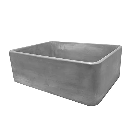 Durx-Litecrete 16"X 12" Concrete Rectangular Bathroom Vessel Sink, Vessel Bathroom Sink For Coutertop, Vessel Sink For Bathrooms, Grey #TOP1