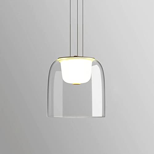 Lampade a sospensione in vetro trasparente Isola della cucina Lampada a sospensione a LED di grandi dimensioni Lampadario a sospensione singola a cupola a 1 luce Lampadario moderno nordico per isola