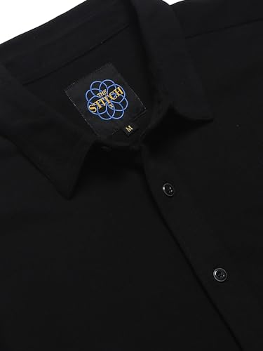 Image of StitchX Men's Cotton Regular Fit Full Sleeve Solid Knitted Shirt