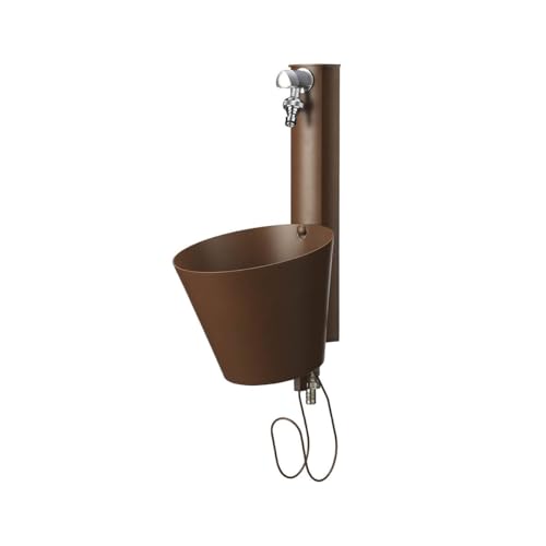 BEL FER Fontaine de jardin murale avec deux robinets et seau amovible, avec porte en caoutchouc, modèle 42 / PRS (rouille)