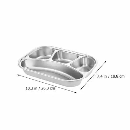 Image of Happy Hues Stainless Steel Divided Meal Plate Tray-3 Compartments Dinner Dish for Baby (Meal Plate 4 com)