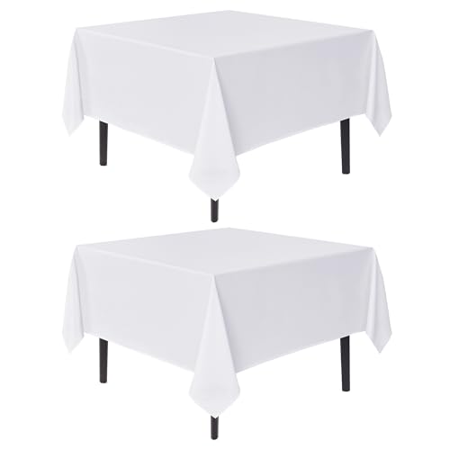 Image of sancua White Square Tablecloths 85x85 Inch Table Cloth, 2 Pack