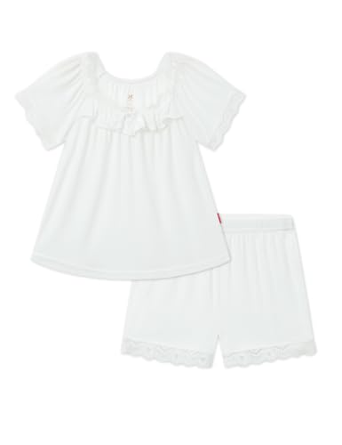 Toddler Girls Short Sleeve Pajamas 2T-6T, Soft Comfy Viscose from Bamboo, Shorts Set Summer Pjs for Little Girls