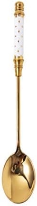 Dinner Spoon Set Stainless Steel Coffee Spoon Ceramic Long Handle Spoon Sterling Spoon Gold Plated Dessert Spoon Brilliant Dinner Spoon/Soup ladle (Color : E) (H)