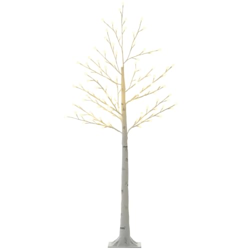 HOMCOM Árbol Sintético 150 cm 120 Luces LED IP44 20x20x150 cm Blanco