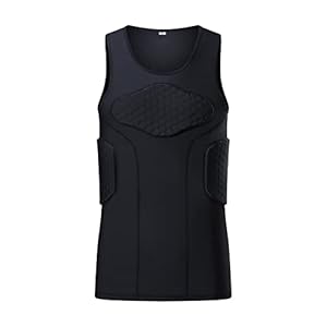 Men’s Padded Compression Shirt Sports Protective Vest Rash Guard Basketball Training Tank Top M