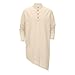 Mens Kaftan Thobe Cotton Linen Muslim Tunic Shirt Long Sleeve Stand Collar Button Up Robe Casual Dress Gown Arabic Clothing 02 Khaki Large