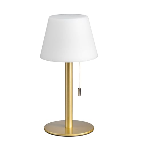 Luxus - Tischlampe Billy- Gold - H30 x Ø12 - Terrassenlampe - Schreibtischlampe - LED - Wiederaufladbar - Tischlampe für innen und außen