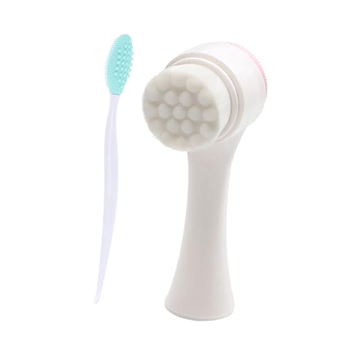 SAFIGLE 2pc Set Face Wash Brush Nose Brush Skin Cleansing Tool for Women Men 3D Double Sided Design Black