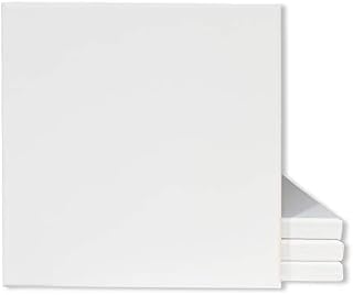 Amazon Brand  Eono Stretched Canvas Chunky Staple-free 30cm x 30cm Set of 4 Blank 100% Cotton