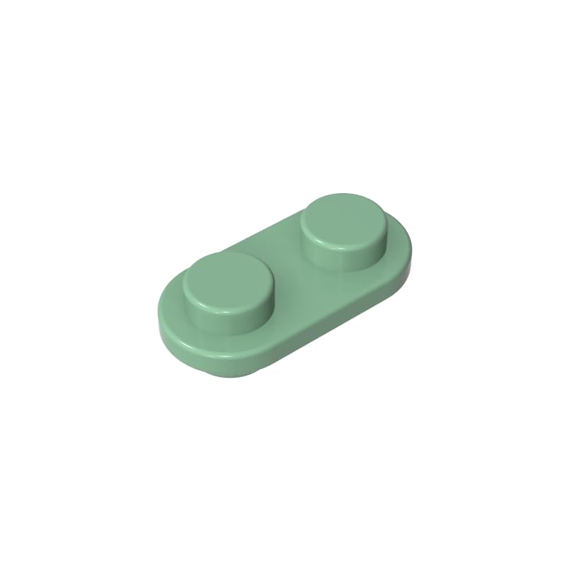 Gobricks 1x2 Rounded Double-Sided Piece 50 Pieces High-Precision MOC Building Bricks Replacement Parts Compatible with Lego Bricks GDS-90292-Sand Green