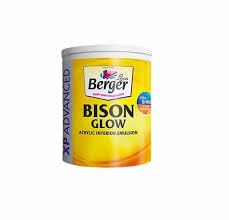 Berger Bison Glow Easy Clean Acrylic Interior Emulsion, high sheen Paint for Walls, 1 Litre, White