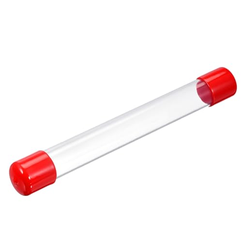 Image of PATIKIL Clear Rigid Tube Round Plastic Tubing with Red Rubber Caps Polycarbonate Water Pipe, 305mm / 12 Inch Length, 22mmx25mm /0.87 inchx1 inch, 1 Set