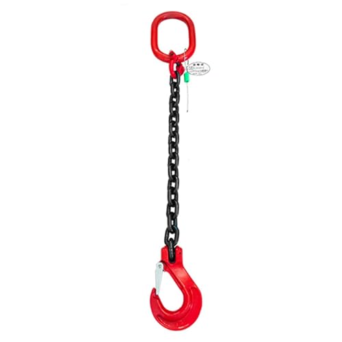 Single Leg Lifting Chains Sling Heavy Duty, 3.3Ft Steel Rust Resistant Chain Slings for Lifting 2/3 Ton Large and Heavy Cargo, Industrial Handling Hanging Hooks with Tag(1m L - 2 Ton Lifting Capacity